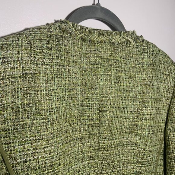 Talbots Collarless Tweed Blazer Eyelash Fringe Trim Preppy Old Money - Size 4 - Picture 11 of 12
